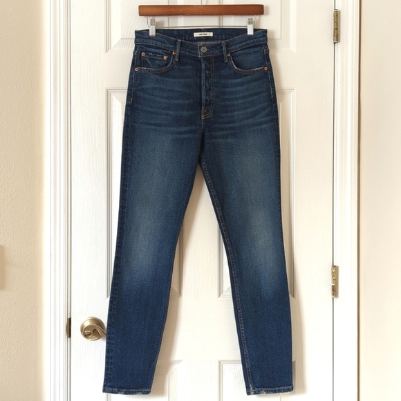 Grlfrnd Karolina Dark Wash High Rise Button Fly Skinny Jeans Joan Jett 28 - Picture 1 of 16